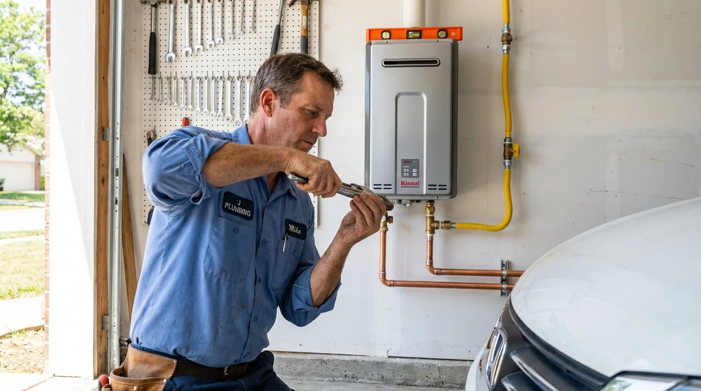 Tankless water heater installation by a Johns Plumbing LLC plumber in Dresden